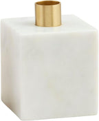 Mud Pie White Marble Taper Holder; 4" X 3"