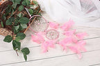 Handmade Homemade Beautiful Natural Feathers Double Pink Dream Catcher Wall Hanging Home Decoration