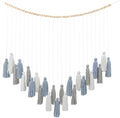 DrCor Dusty Blue Boho Macrame Garland – Serene Wall Hanging for Living Room, Bedroom or Reading Corner, Dorm Room or Study Decor, Coastal Boho Mantel or Entryway Decoration