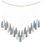 DrCor Dusty Blue Boho Macrame Garland – Serene Wall Hanging for Living Room, Bedroom or Reading Corner, Dorm Room or Study Decor, Coastal Boho Mantel or Entryway Decoration