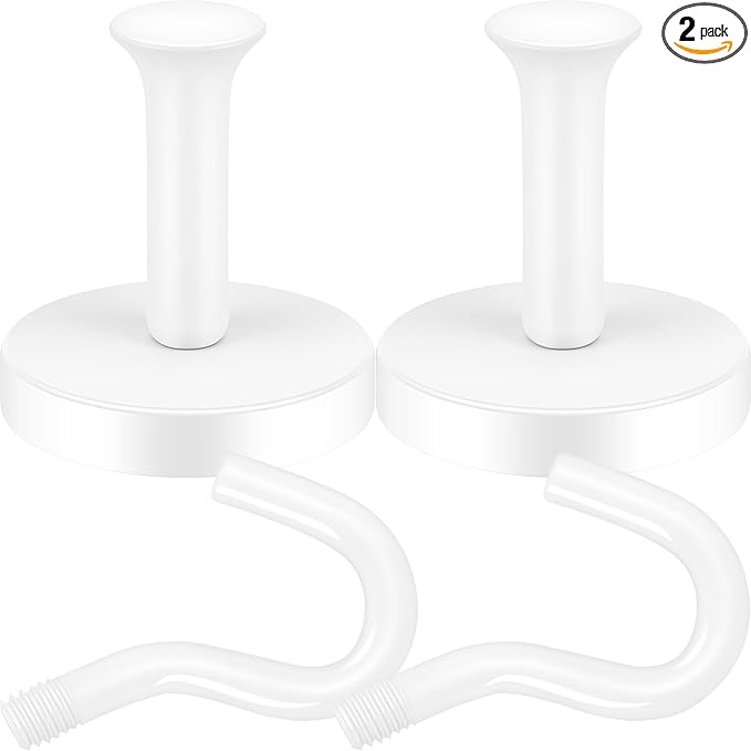 Neosmuk Magnetic Coat Hook,170lb Strong Extra Heavy Duty Magnet Hooks,Magnetic Wreath Hanger/Holder for Metal Doors,Purse,Towel,Stocking,Cruise Cabin,White,2 Pack