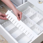 12Pcs Drawer Dividers, 17.72" x 3.55", Thick, DIY Organizer Separator, Large Adjustable Dresser Drawer Organizer for Clothes, Bedroom, Bathroom, Kitchen Cutlery, Desk, Office Storage