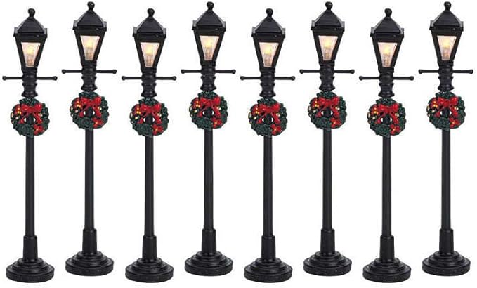Lemax Christmas Village Gas Lantern Street Lamp Set of 8 Battery Operated (4.5V) - 64500