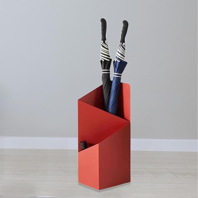 Fenteer Double Layers Umbrella Stand Umbrella Holder Decor Minimalist, Umbrella Storage Rack Umbrella Organizer for Entryway, Red