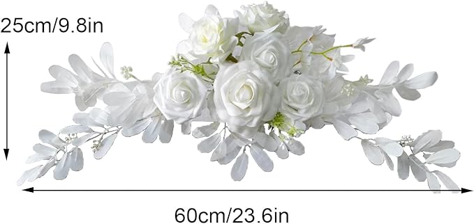 Wnvivi Artificial Flower Swag,Wedding Arch Flowers,Rose Swag Arch Swag Lintel Floral for Wedding Ceremony,Front Door,Centerpiece Decor-White