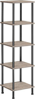 HOOBRO 5-Tier Corner Shelf Stand, Corner Square Rack Display Shelf, Tall Storage Rack Plant Stand, Bookcase for Small Spaces, Living Room, Home Office, Kitchen, Greige and Black BG50CJ01