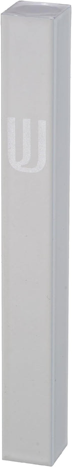 Aluminum Mezuzah Case - White Matte Tone Modern Design 5" 12cm Hebrew Parchment Scroll Case