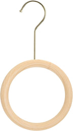 uxcell 4.7 Inch Scarf Ring Hanger, Scarf Organizer Holder Wooden Circle Rings Hanging Hook for Belt Tie Scarf, 15cm Length Hook (Gold)