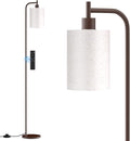SIBRILLE Floor Lamp with Linen Shade, Dimmable Tall Standing Lamp with Remote Control & 3 Color Temperatures, Modern Floor Lamps for Living Room Bedroom Office Corner, 9W LED Bulb Included