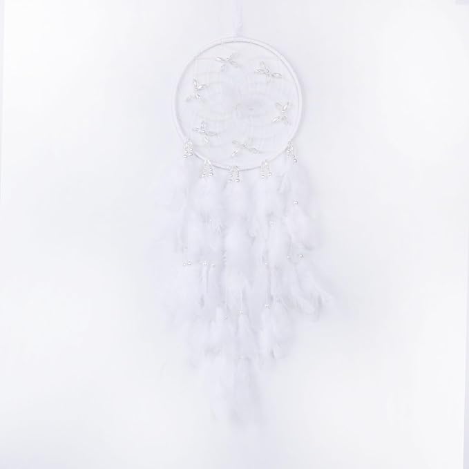 Pretty Jolly Dreamy Girls Butterfly Dream Catcher Wall Decor Fairy White Feather Baby Dreamcatcher Handmade Home Décor Wall Hanging for Nursery Bedroom Girls Birthday Gift