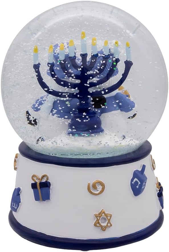 Kurt Adler 100MM Musical Wind-Up Hanukkah Snowman Water Globe