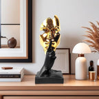 Thinker Statue-Silence is Gold-Abstract Art Figurine Decor - 12" H No Hear No See No Speak Modern Home Resin Sculptures Decorative Objects Decor for Home Office Bookshelf Desktop