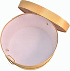 Sarah's Hat Boxes Classic Gold Hat Box – 14.75" x 7.5" (Dia. x Ht.) Handmade in USA – Odorless Non-Toxic Adhesive, Cording Handle – Premium Storage for Hats & Accessories