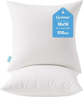 QUIETSEA 16x16 Pillow Inserts, 2 Pack Down Alternative Throw Pillow Inserts, Fluffy Soft Square Decorative Pillows for Bed, Couch and Sofa