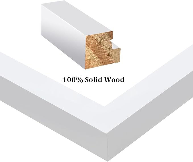 Egofine A4 Picture Frames Set of 4, Made of Solid Wood Covered by Plexiglass 5x7 and 6x8 with Mat or A4 whitout Mat, for Table Top Display and Wall Mounting Photo Frame White