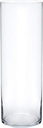 Royal Imports Flower Glass Vase Decorative Centerpiece for Home or Wedding - Cylinder Shape (4" Wide x 14" Tall, Clear)