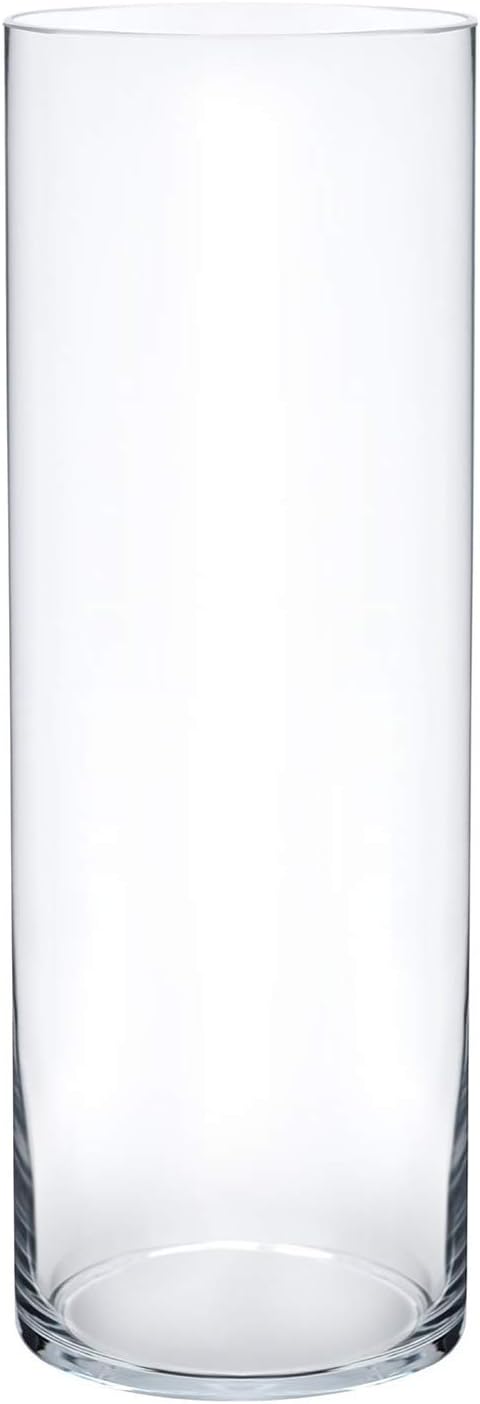 Royal Imports Flower Glass Vase Decorative Centerpiece for Home or Wedding - Cylinder Shape (4" Wide x 14" Tall, Clear)