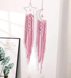 Dream Catchers Star Moon Dream Catcher Pink Room Decor, Macrame Dream Catcher Girls Teenager Bedroom Wall Decor,Boho Dreamcatcher Girls Room Decoration Teen Girl Gifts for Women Birthday Gifts Mother