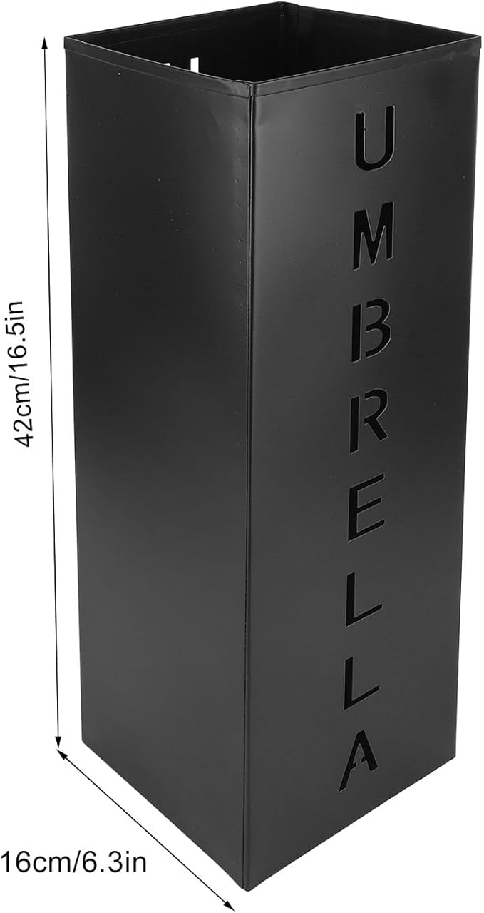 Zerodis Umbrella Stand, Square Metal Umbrella Holder for Entryway with Rustproof Powder Coated Steel, 16.5 x 6.3 x 6.3 Inches, Black