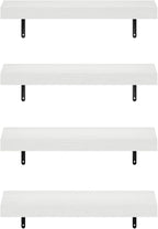 Furinno Tanna Floating Shelves for Wall Set of 4, 22-Inch Wall Shelf, Triple Thick Floating Mounted Shelf, for Bathroom, Home Office, Living Room, White Texture