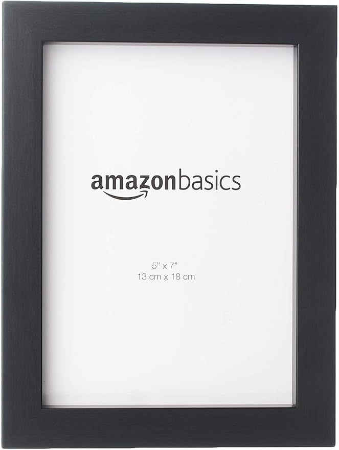 Amazon Basics Rectangular Photo Picture Frame, 5" x 7", Pack of 5, 8.31 x 6.30 inches, Black