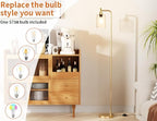 Ziisee Floor Lamps for Living Room - Industrial Standing Lamp with Glass Shade, Modern Gold Floor Lamp with LED Bulbs, Farmhouse Floor Lamp for Bedroom, Tall Lamp for Office - Gold