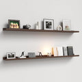 Boswillon 55.1 Inches Long Floating Shelves, 2 Set Rustic Wall Shelf for Bedroom, Nursery Book Shelf with Lip, Picture Ledge Shelf for Living Room, Bathroom, Kitchen - Walnut