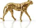 Gold Cheetah Statue Home Decor Modern Resin Leopard Sculpture Geometric Animal Figurine for Living Room Office Tabletop Centerpiece, Large 12.4"