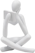 Jinkoozz Reading Women Statue, Thinker Sculptures, Abstract Art Ornament, Modern Aesthetic Figurine Decoration, Suitable for Home Living Room Bedroom Office Shelf Table Desk Bookshelf Decor