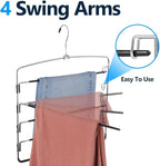 Pants Hangers 6 Pieces,5 Tier Closet Organizers and Storage Clothes Hangers,Hangers Space Saving with Swing Arm,Multiple Metal Hanger Clothes Organization for Pants Trousers Jeans Leggings Slacks