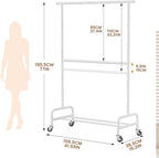 Abiglifty 2 Tier Clothes Rcks for Hanging Clothes, Heavy-Duty Clothing Rack with Wheels,150LBS Capacity, 42" W X15 D X 77" H Garment Rack with Bottom Shelf, for Bedroom, Living Room, White