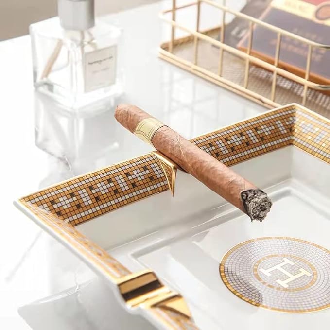 Cigar Ashtray for Indoor or Outdoor Use, Desktop Smoking Ash Tray for Home Office Decoration