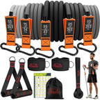 Resistance Bands with Handles, 175lb Exercise Bands for Working Out, Fitness Bands, Workout Bands with Door Anchor and Ankle Straps, Physical Therapy, Yoga, Strength Training Home Gym Equipment