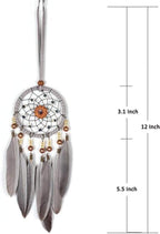 Dream Catchers for Cars Rear View Mirror Hanging Decorations, Gray Feather Dream Catcher for Car Charm Home Wall Decor Ornament