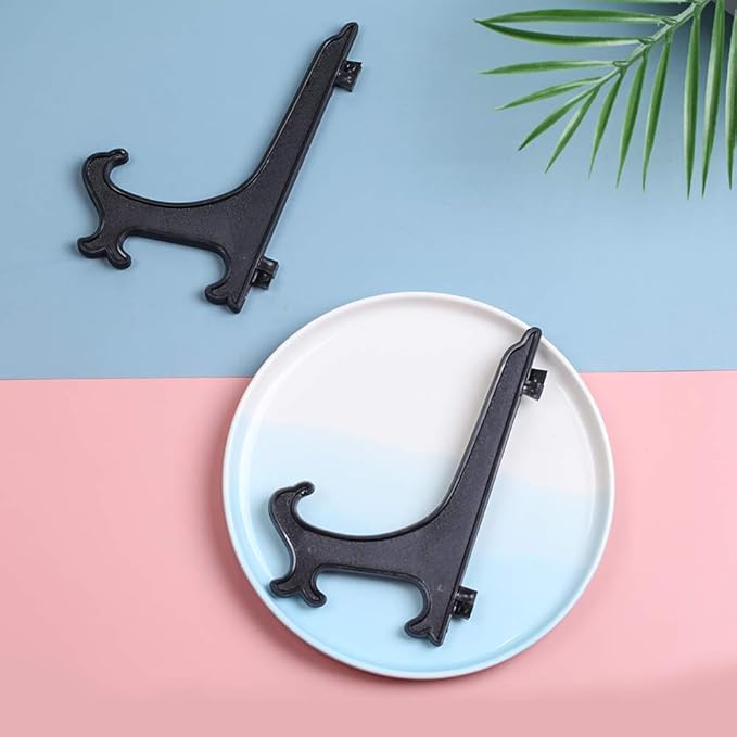 Artliving 7" Black 24pcs/Set Plastic Easels Plate Display Stands Picture Frame Stand Holder