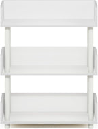 Furinno Turn-N-Tube Display Shelf, 3-Tier Storage Shelves with Side Panels, Open Shelves Book Shelf with Rounded Corner Top Edges, for Organization and Storage, Living Room, Home Office, White