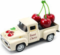 Cherry Truck Decor, Vintage Cream Pickup Truck with Cherry Arrangement, Rustic Farmhouse Summer Tiered Tray Decor, Kitchen Table Centerpiece, Home Office Shelf Decorations