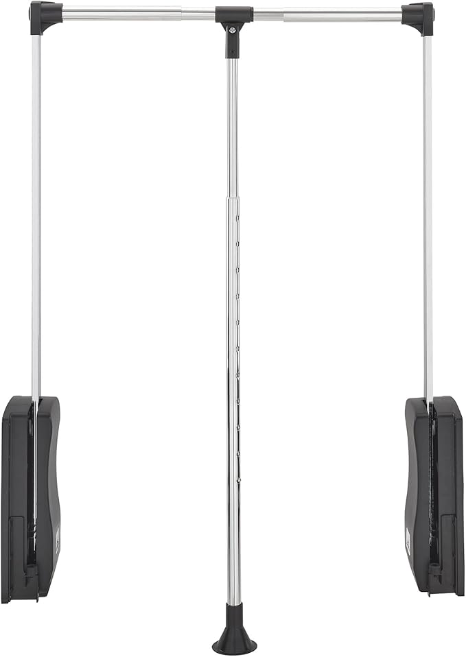 Rev-A-Shelf 21.5 to 26 Inch Pull Down Adjustable Side Mounted Closet Rod for Cabinets with Telescoping Handle and Hardware, Chrome, CPDR-1826