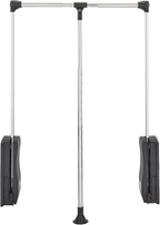 Rev-A-Shelf 21.5 to 26 Inch Pull Down Adjustable Side Mounted Closet Rod for Cabinets with Telescoping Handle and Hardware, Chrome, CPDR-1826