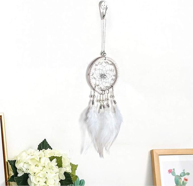 Dream Catchers for Cars Rear View Mirror, Small White Feather Dream Catcher Wall Hanging Decorations Car Charm Ornament