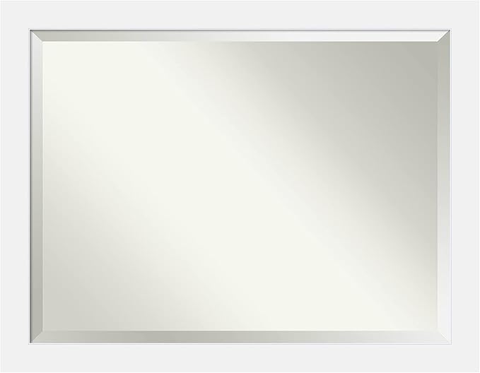 Amanti Art White Wall Mirror 35x45 Corvino White Rectangle Bathroom Mirror for Wall Decor Living Room, X-Large Modern Wood Frame, Hangs Horizonally and Vertically, Bathroom Decor, Beveled Edge