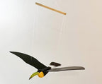 WitnyStore 24" Black Green Yellow Toucan Wooden Flying Bird Mobile Kinetic Hanging Sculpture for Adult Collectors Handcrafted Room Decoration Display Art Dynamic Overhead Ornament