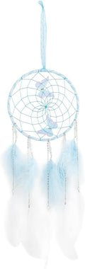 Framendino, Blue Butterflies Dream Catcher with Colorful Feather for Wall Decoration