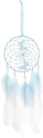 Framendino, Blue Butterflies Dream Catcher with Colorful Feather for Wall Decoration