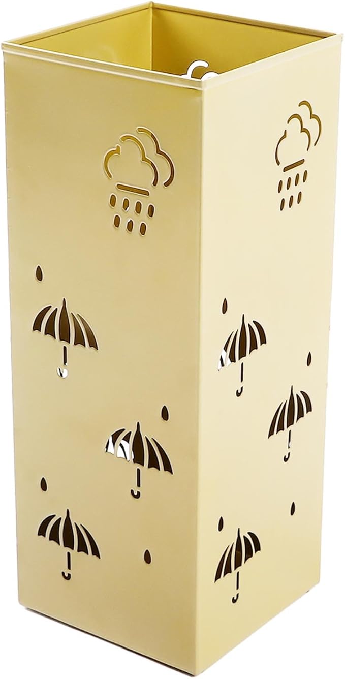 GLOGLOW Nan Metal Umbrella Stand, Carbon Steel, Stylish and Durable Umbrella Holder Bin for Entryway, Home, Office Spaces with 42x16x16cm Ornament (Gold)