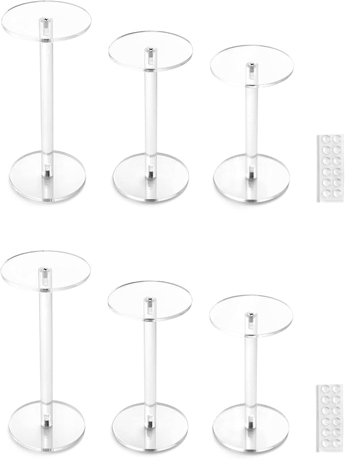 QWORK Round Acrylic Display Stand, 2 Sets Premium Clear Round Riser Stands