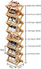 Simcat Bamboo Shoe Rack, Portable Folding Shoe Storage Rack,No Installation Free Standing Shoe Rack for Entryway, Closet, Dorm/Small Spaces (Double primary color)