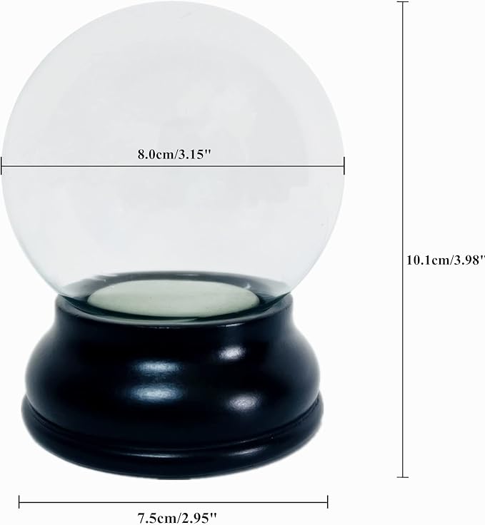 Clear DIY Empty Snow Globe kit Glass Water Globe Jar with Resin Base (80MM)