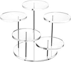 QWORK Round Acrylic Products Display Riser Stands, 5 Tier Displaying Risers Display Stands for Rings Earrings and Mini Figurines, Clear 1 Pack