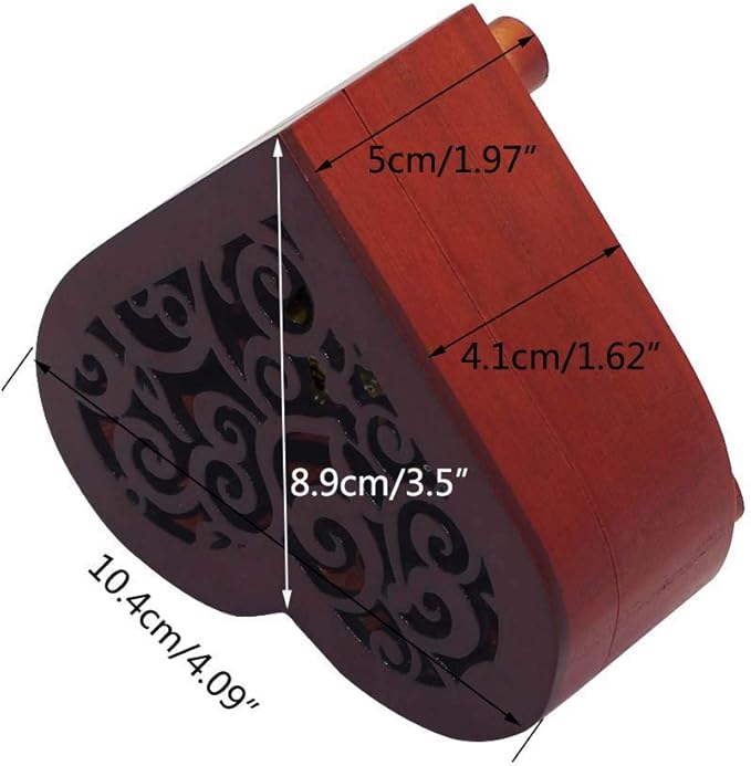 Pursuestar Greensleeves Wind Up Music Box, Heart Shaped Vintage Wood Carved Mechanism Musical Gift for Lover Girlfriend Wife Husband Valentine's Day Mother's Day Christmas Anniversary